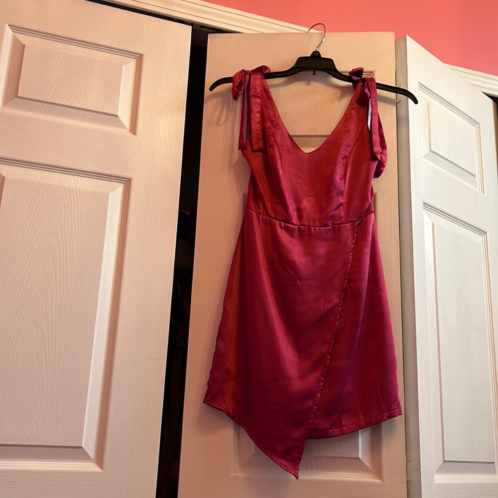 Lulus dark pink satin like mini dress